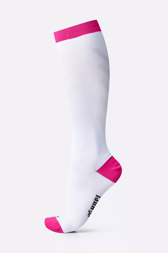 Meia HUPI Air Longa Branco e Rosa