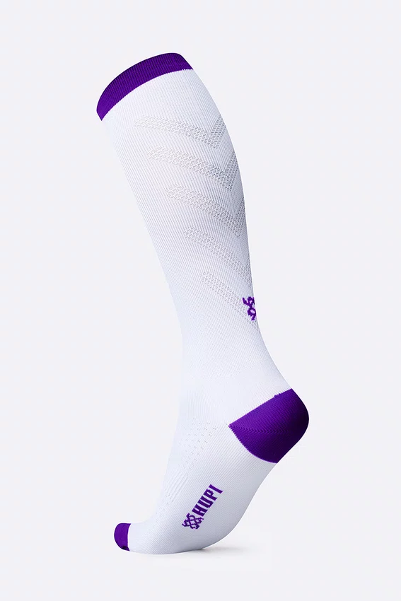 Meia HUPI Air Longa Branco e Roxo