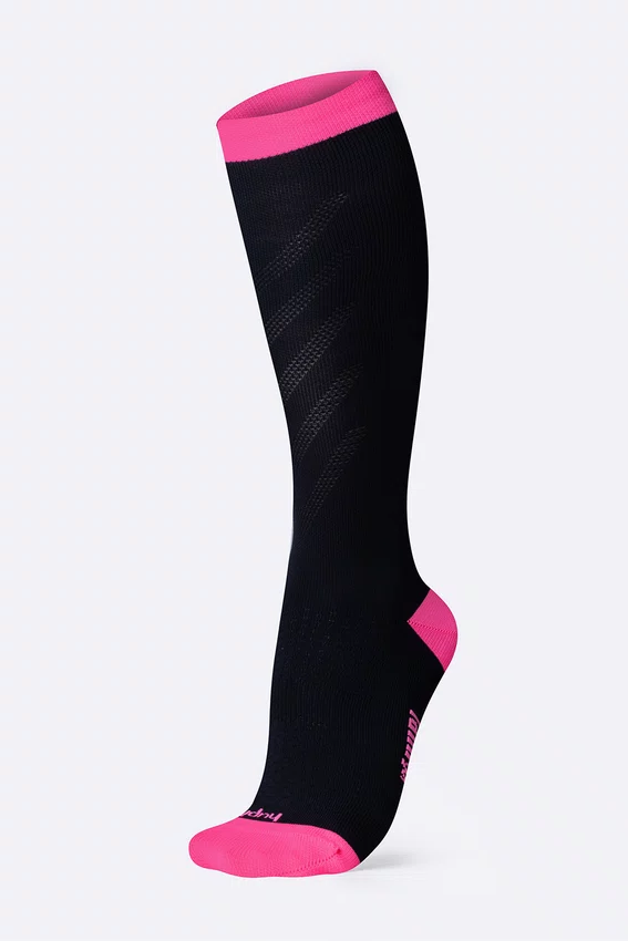 Meia HUPI Air Longa Preto e Rosa
