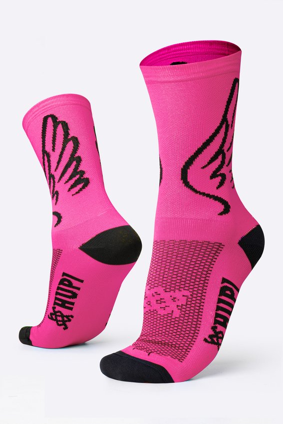 Meia HUPI Asas Rosa - LT para pés menores 34-38