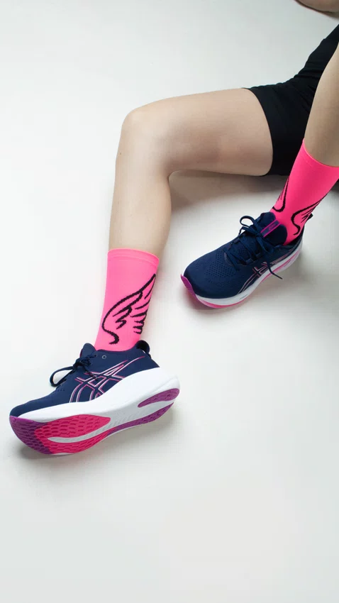 Meia HUPI Asas Rosa - LT para pés menores 34-38