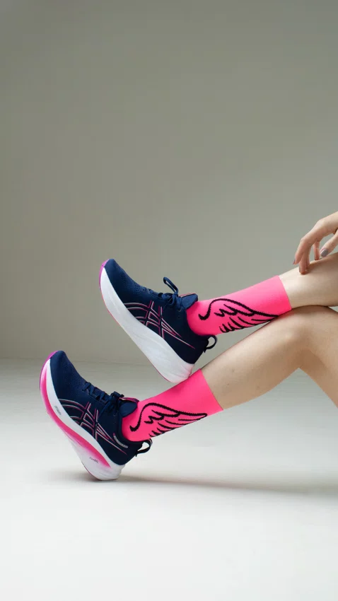 Meia HUPI Asas Rosa - LT para pés menores 34-38