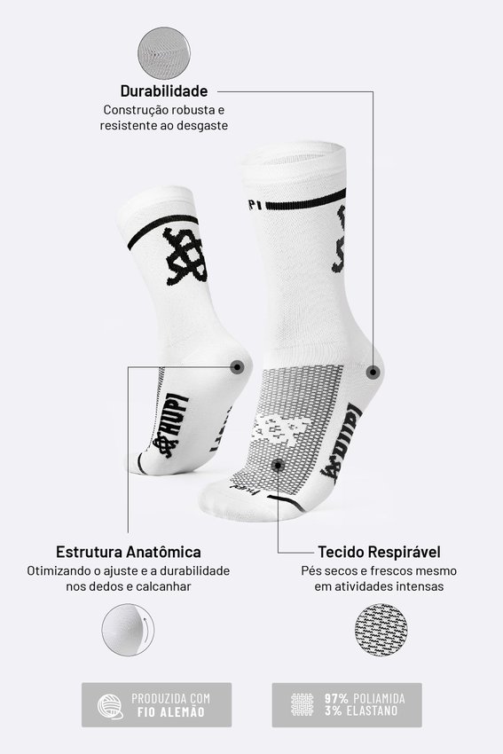 Meia HUPI Big Sun Branco 