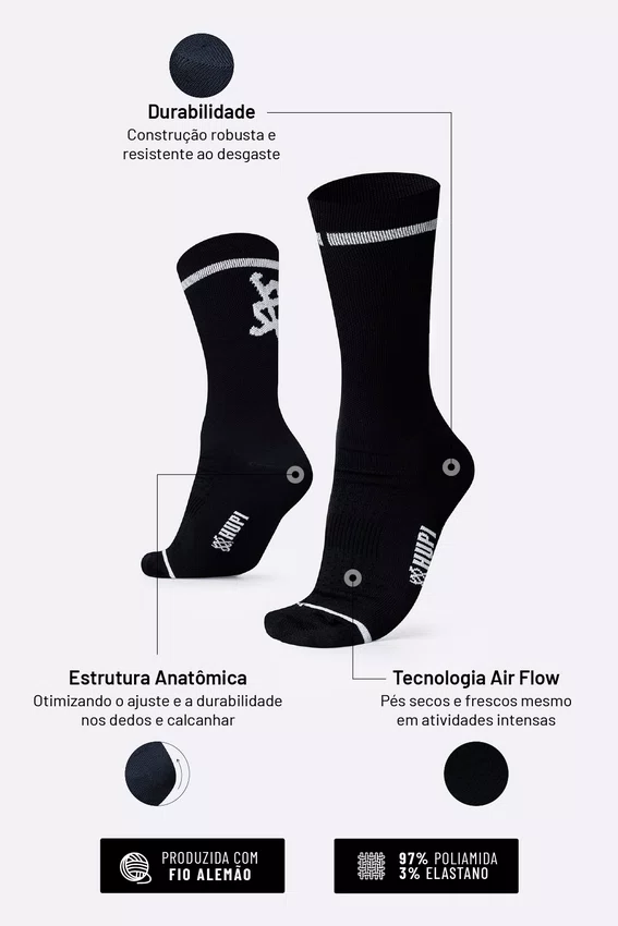Meia HUPI Big Sun Preto