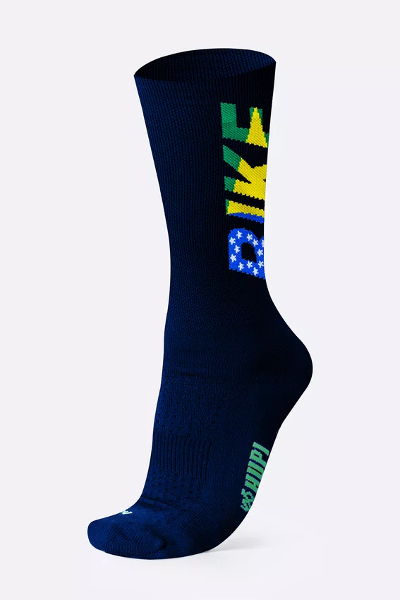 Meia HUPI Bike Brasil Azul Marinho Pés Menores 34-38