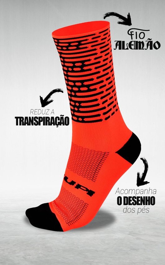 Meia HUPI Biometria Laranja Neon