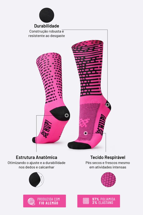 Meia HUPI Biometria Rosa