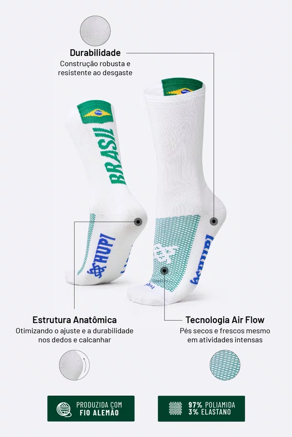Meia HUPI Brasil 1.0 Branco