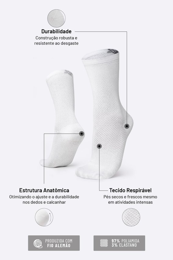 Meia HUPI Carbono Branco