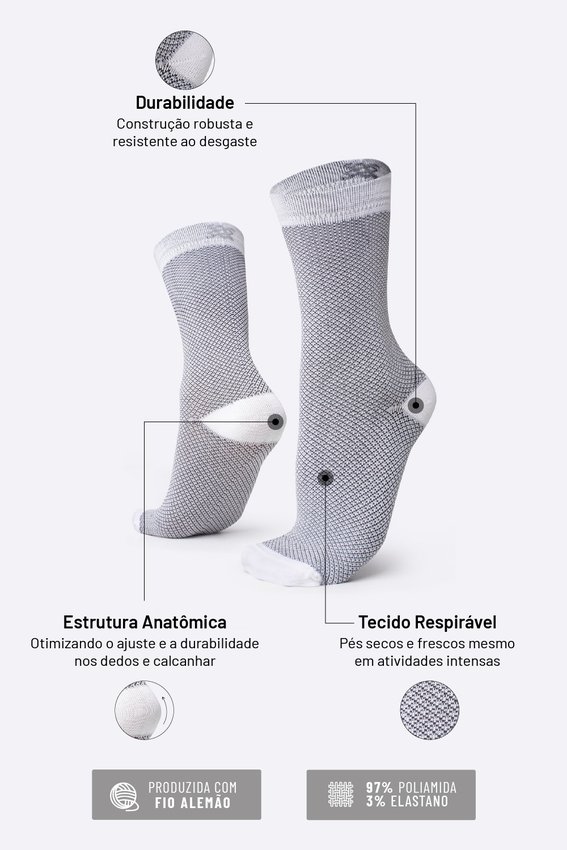 Meia HUPI Carbono Cinza