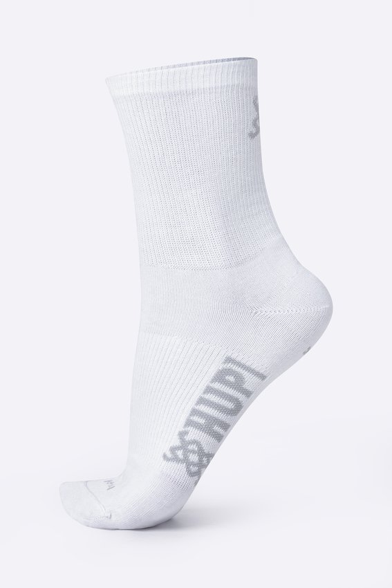 Meia HUPI Casual Cano Longo Algodão Branco - Kit 06 Pares Unissex