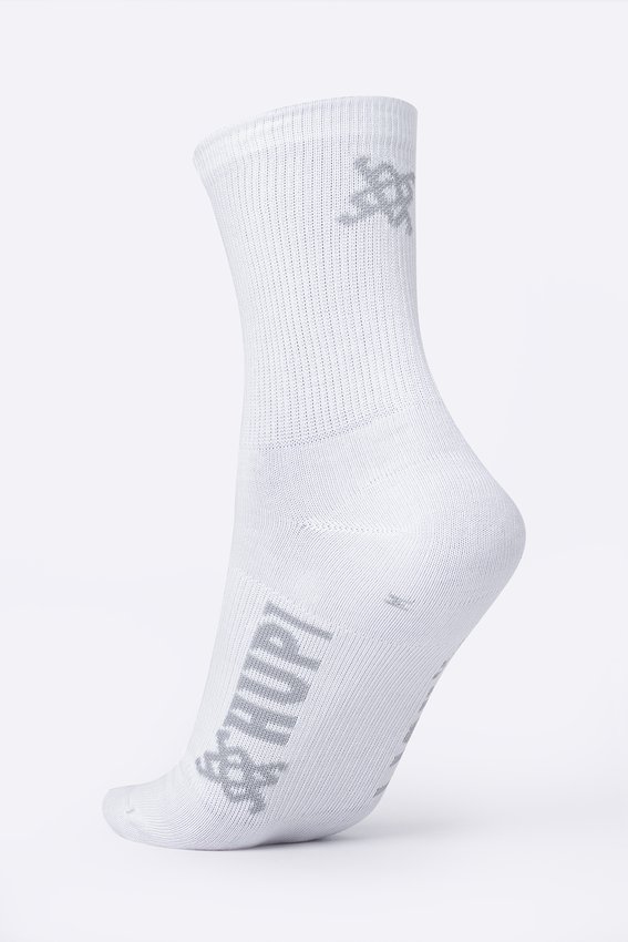 Meia HUPI Casual Cano Longo Algodão Branco - Kit 12 Pares Unissex