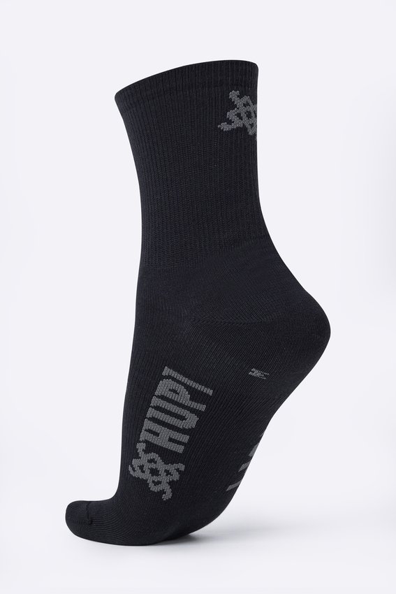 Meia HUPI Casual Cano Longo Algodão Preto - Kit 09 Pares Unissex