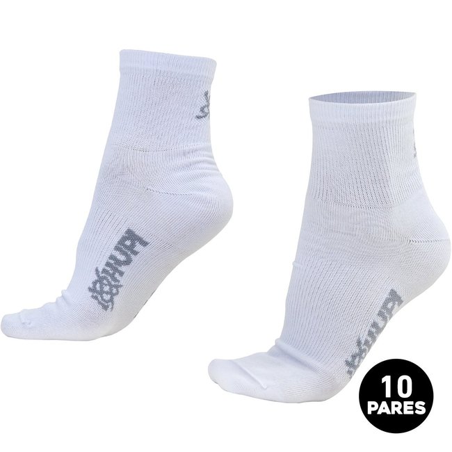 Meia HUPI Casual Cano Curto Algodão Branco - Kit 10 Pares Unissex