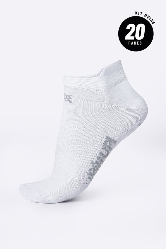 Meia HUPI Casual Invisível Algodão Branco G - Kit 20 Pares