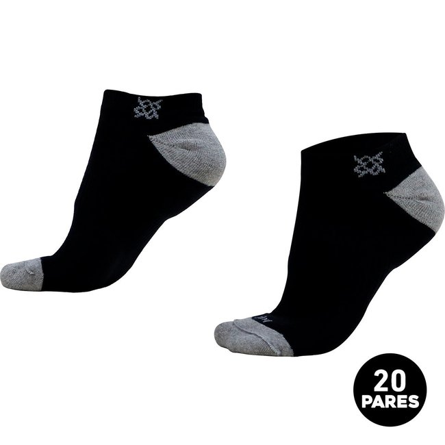 Meia HUPI Casual Soft Preto e Cinza - Kit 20 Pares Unissex