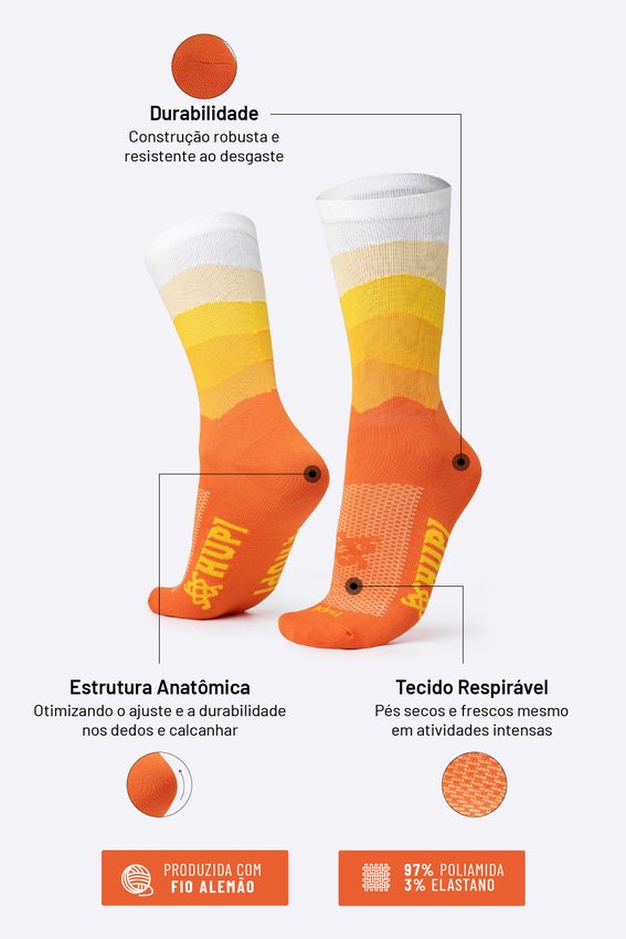 Meia HUPI Colors Amarelo e Laranja