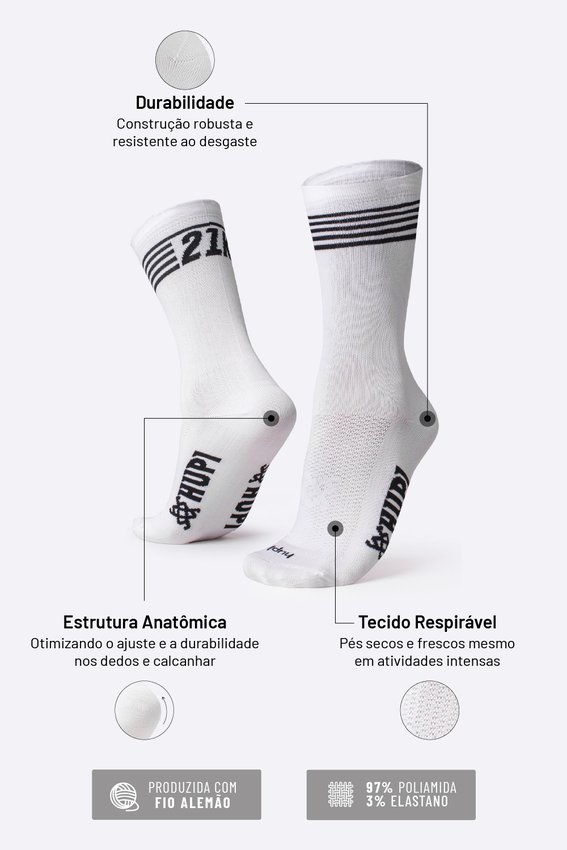 Meia HUPI Corrida 21K Split Branco