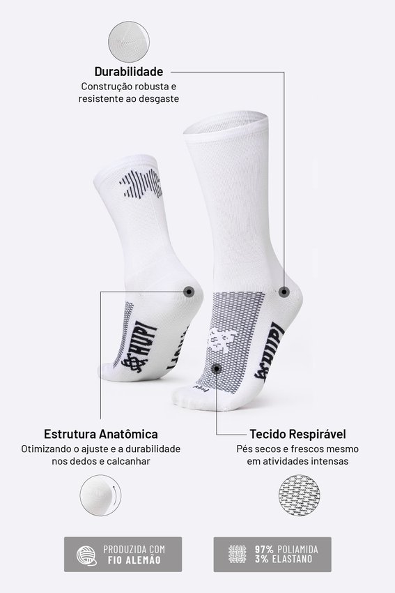 Meia HUPI Double X Branco