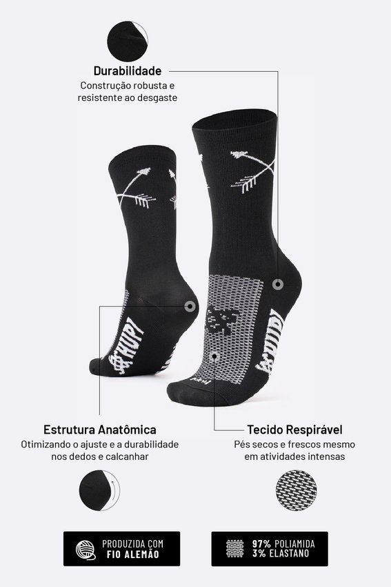 Meia HUPI Flecha Preto