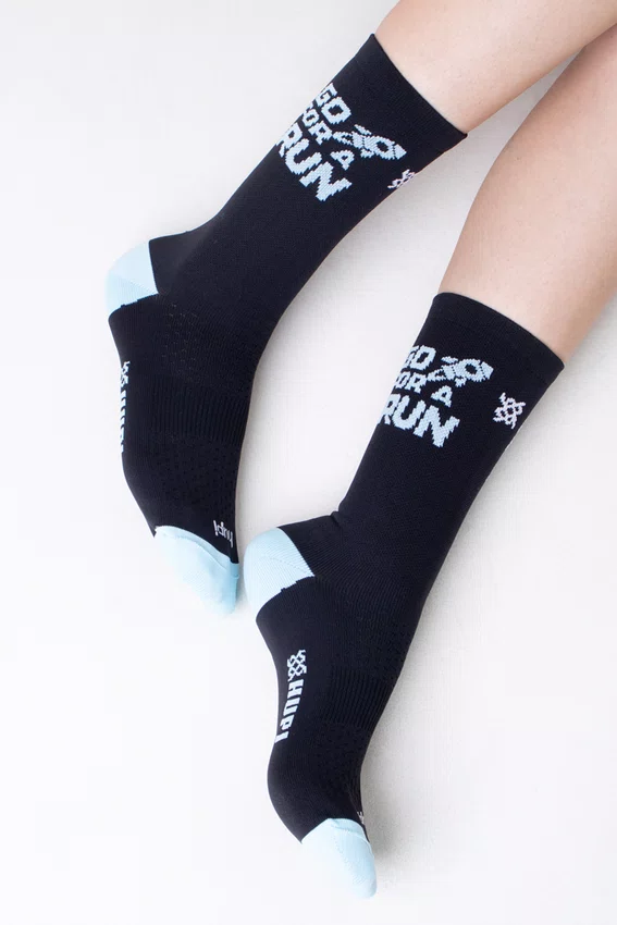 Meia HUPI Go For a Run Preto/Azul
