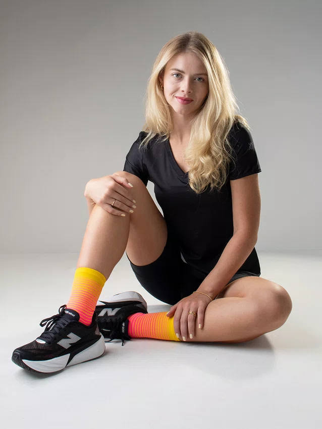 Meia HUPI Hyperline Rosa/Amarelo - LT para pés menores 34-38