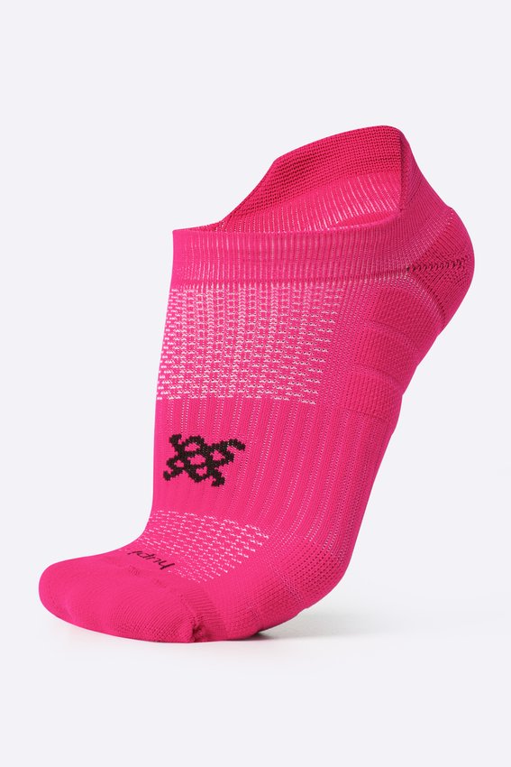 Meia Curta para Corrida HUPI Running Pro Invisível Rosa Neon - LT