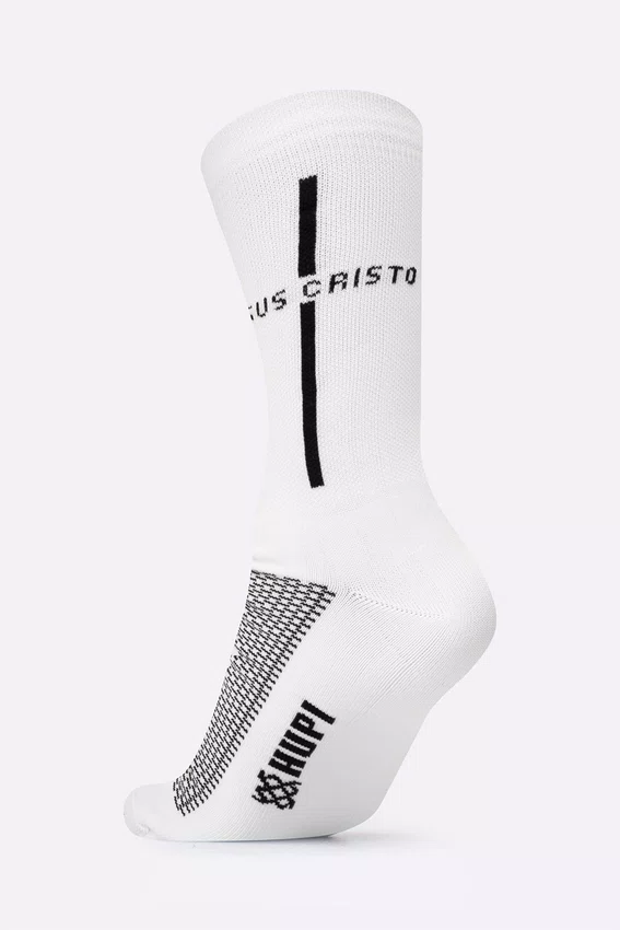 Meia HUPI Jesus Cristo Branco/Preto