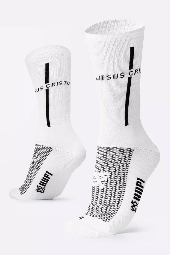 Meia HUPI Jesus Cristo Branco/Preto
