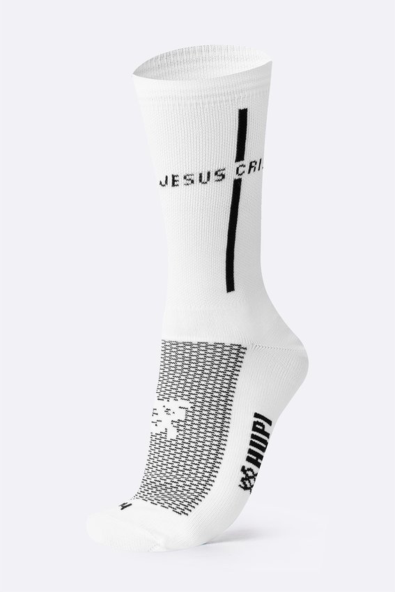 Meia HUPI Jesus Cristo Branco/Preto Plus (42 a 46)