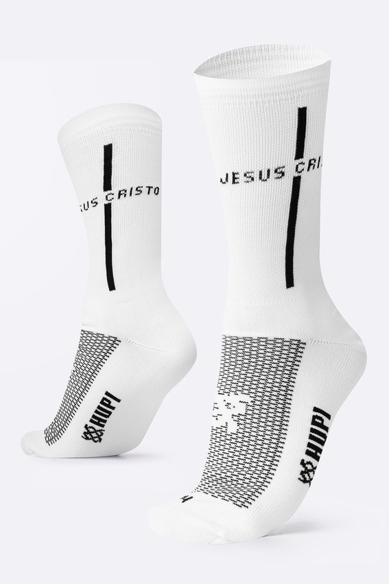 Meia HUPI Jesus Cristo Branco/Preto Plus (42 a 46)