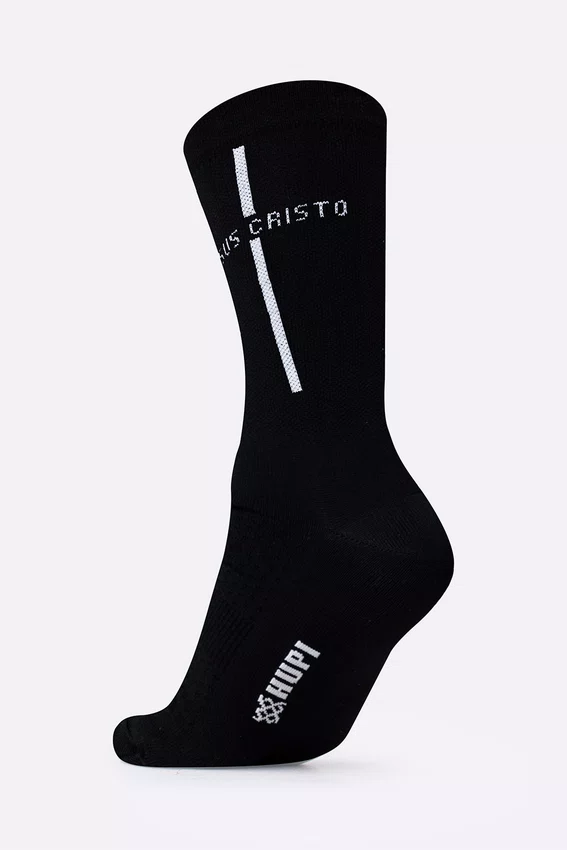 Meia HUPI Jesus Cristo Preto/Branco