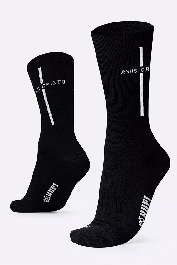 Meia HUPI Jesus Cristo Preto/Branco