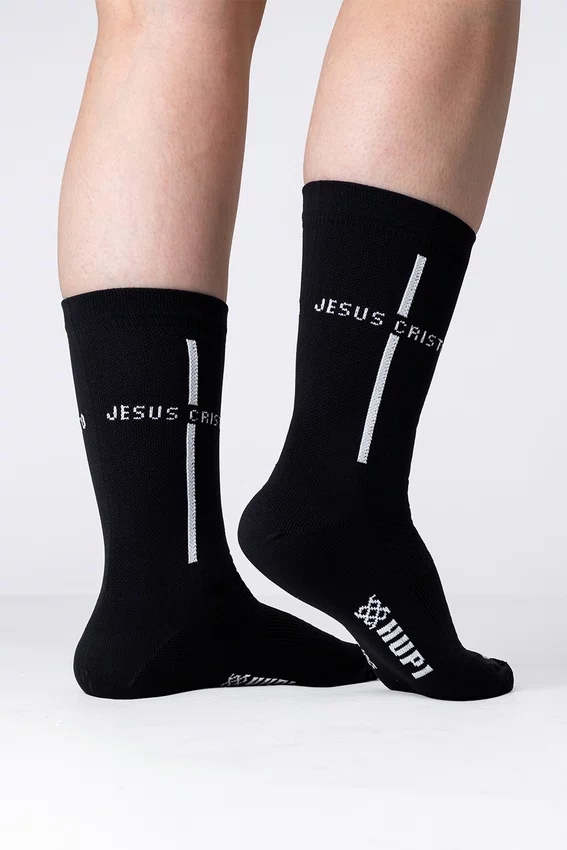 Meia HUPI Jesus Cristo Preto/Branco