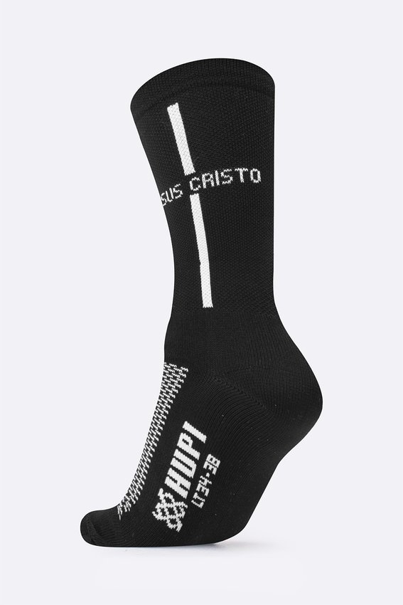 Meia HUPI Jesus Cristo Preto/Branco LT para pés menores 34-38