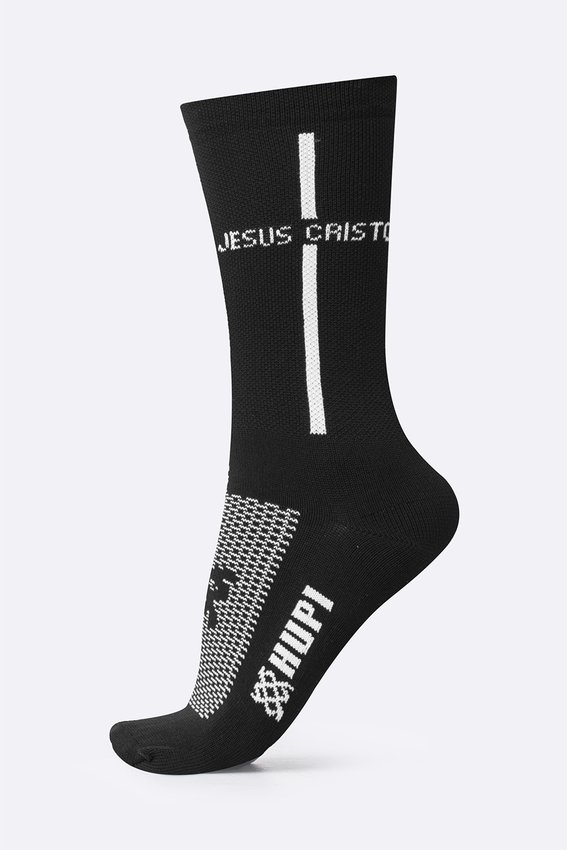 Meia HUPI Jesus Cristo Preto/Branco Plus (42 a 46)