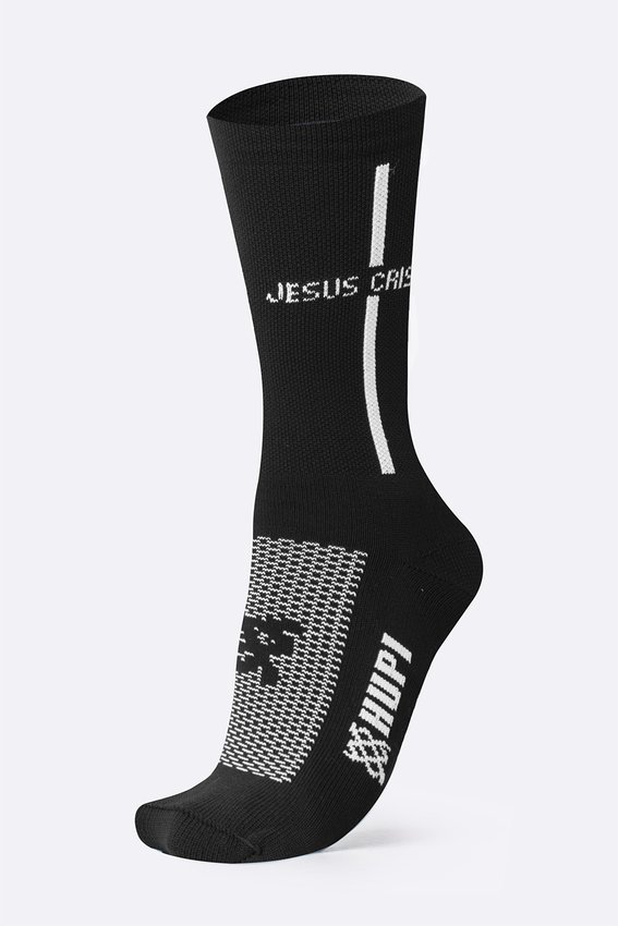 Meia HUPI Jesus Cristo Preto/Branco Plus (42 a 46)
