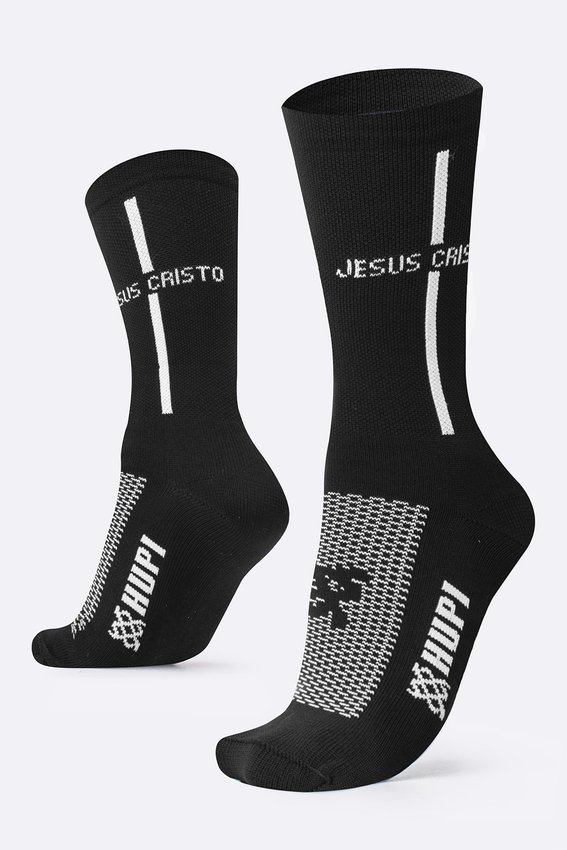 Meia HUPI Jesus Cristo Preto/Branco Plus (42 a 46)
