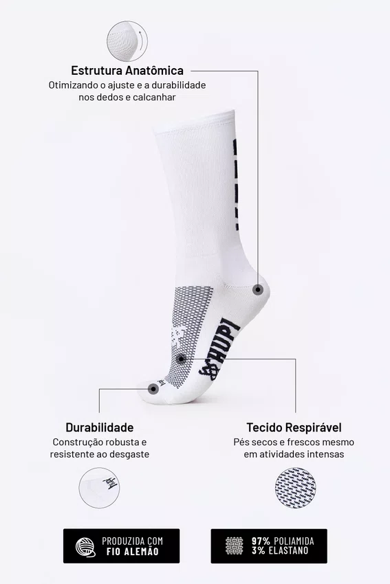 Meia HUPI Keep Running Branco