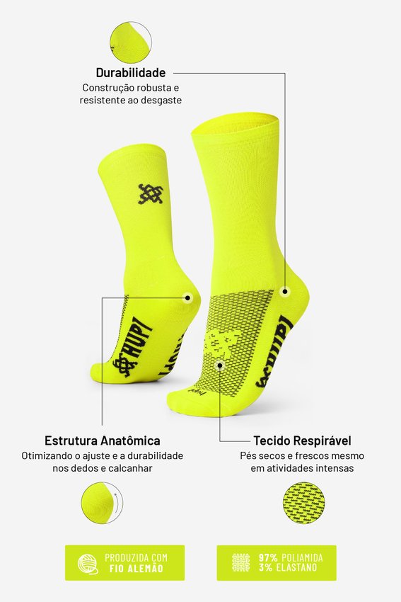 Meia HUPI Lisa Amarelo Neon