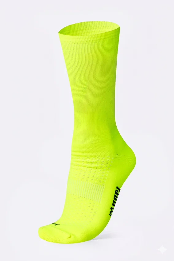 Meia HUPI Lisa Amarelo Neon - Tamanho Plus 42-46
