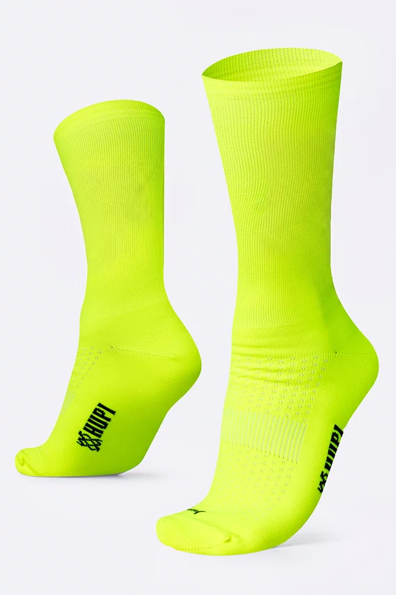 Meia HUPI Lisa Amarelo Neon - Tamanho Plus 42-46