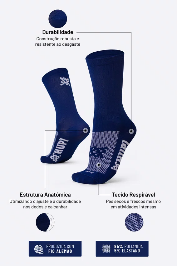 Meia HUPI Lisa Azul Marinho - LT para pés menores 34-38