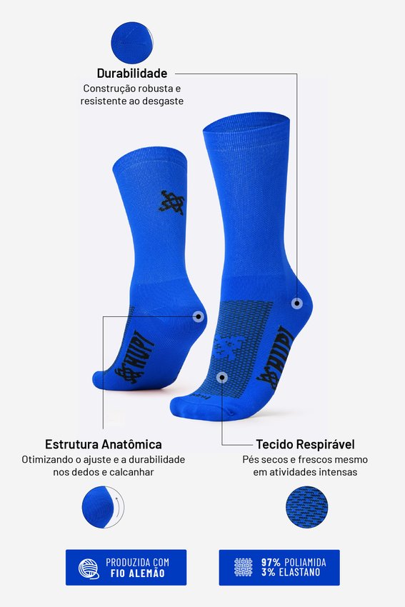 Meia HUPI Lisa Azul Oceano