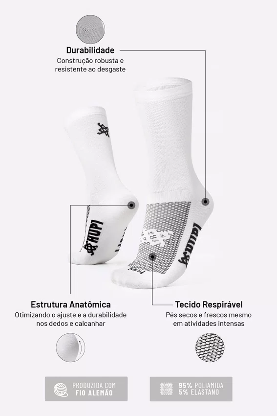 Meia HUPI Lisa Branco - Tamanho Plus 42-46