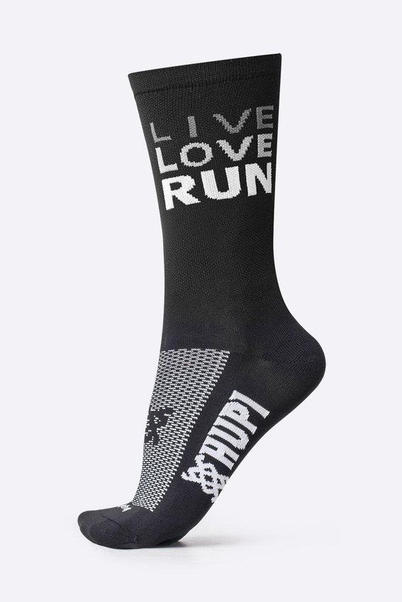 Meia HUPI Live Love Run Preto - LT para pés menores 34-38