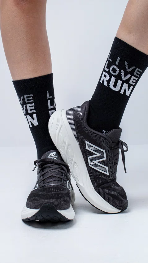 Meia HUPI Live Love Run Preto - LT para pés menores 34-38