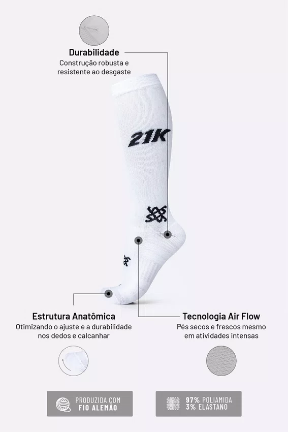 Meia HUPI Longa 21k Branco