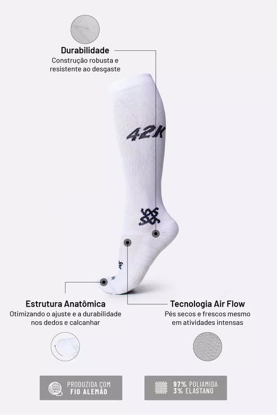 Meia HUPI Longa 42k Branco