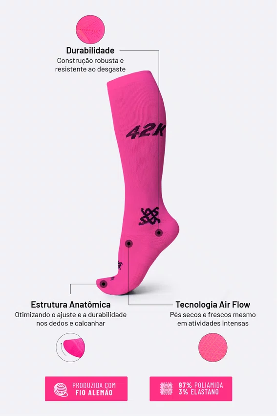 Meia HUPI Longa 42k Rosa